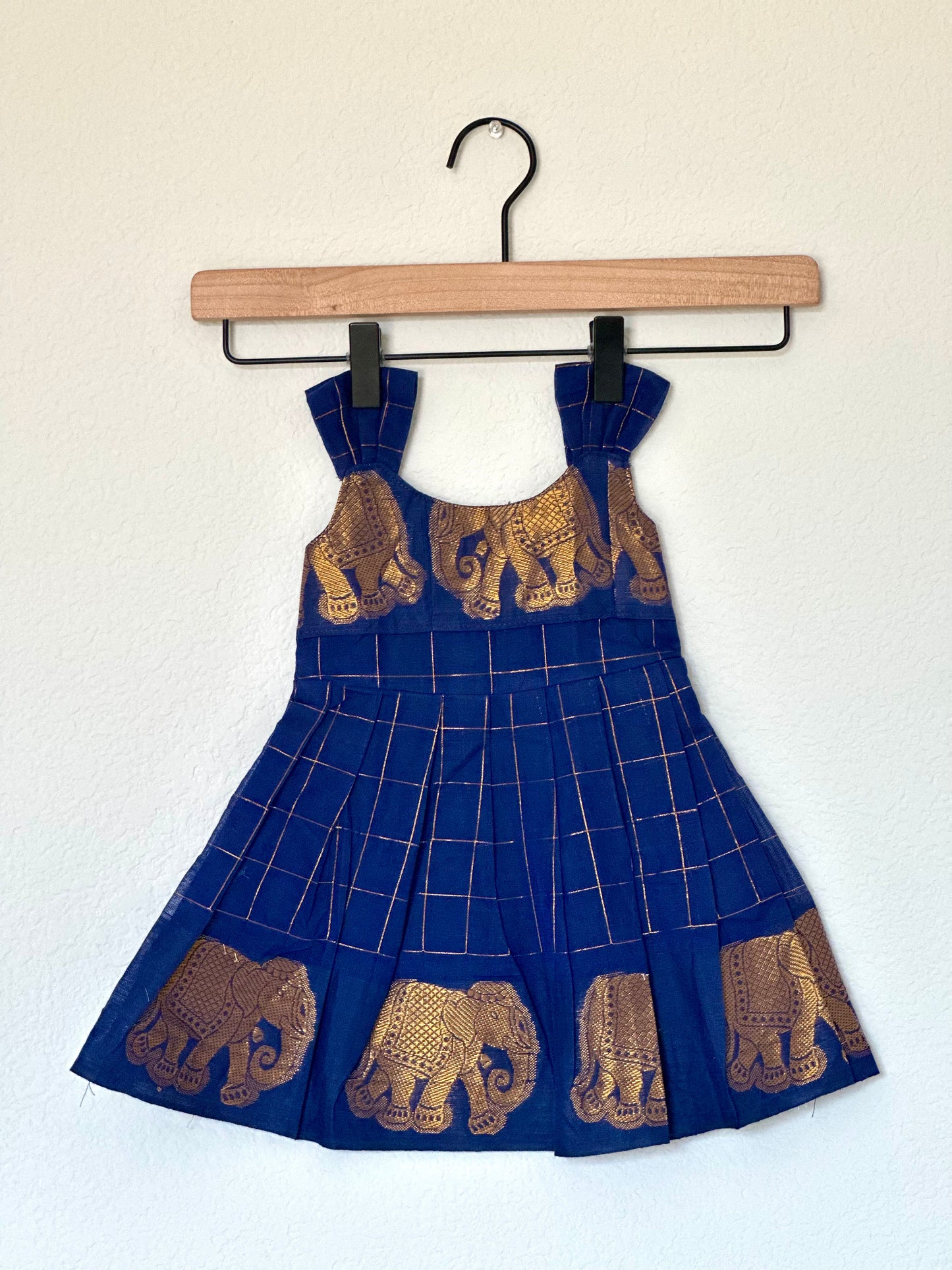 Blue checks Kanchi cotton infant frock