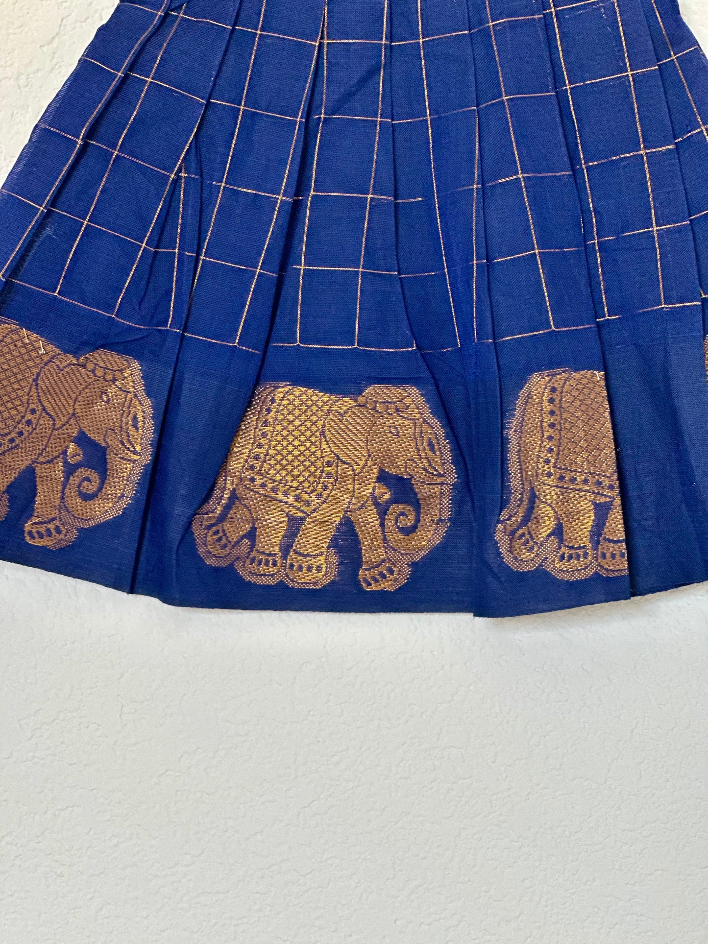 Blue checks Kanchi cotton infant frock
