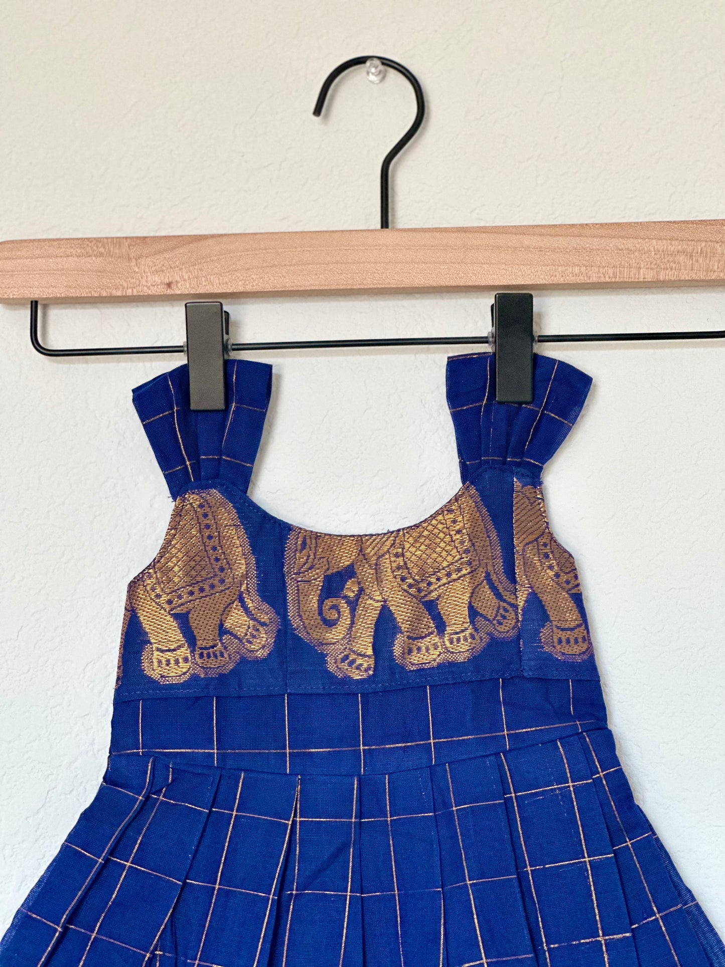 Blue checks Kanchi cotton infant frock