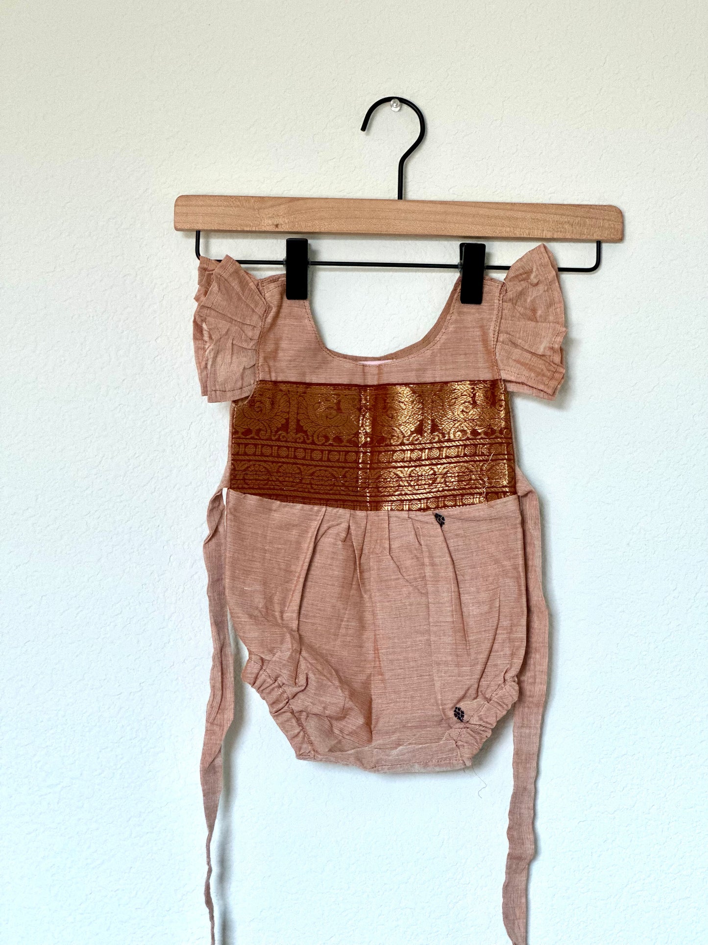 Beige and brown Kanchi cotton Infants Ethnic onesie