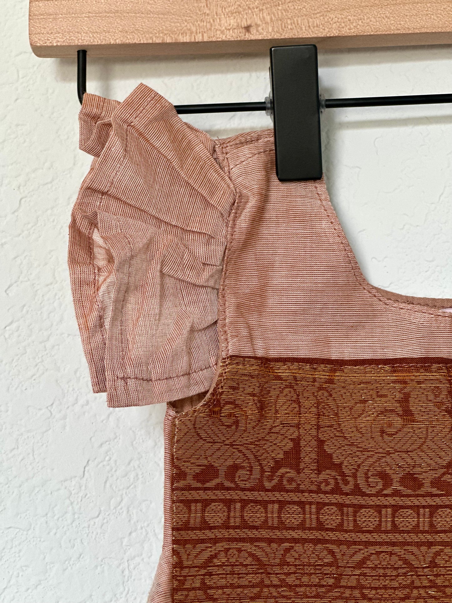 Beige and brown Kanchi cotton Infants Ethnic onesie