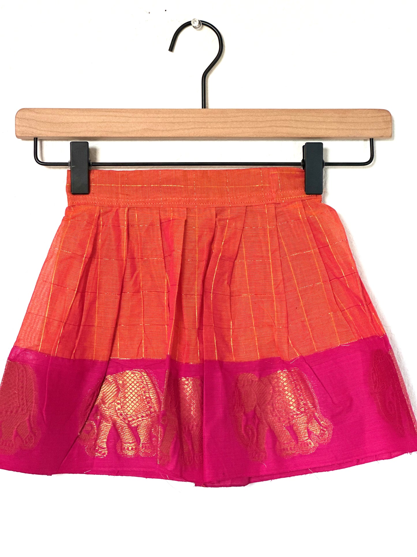 Orange and pink Kanchi cotton Infants Ethnic onesie