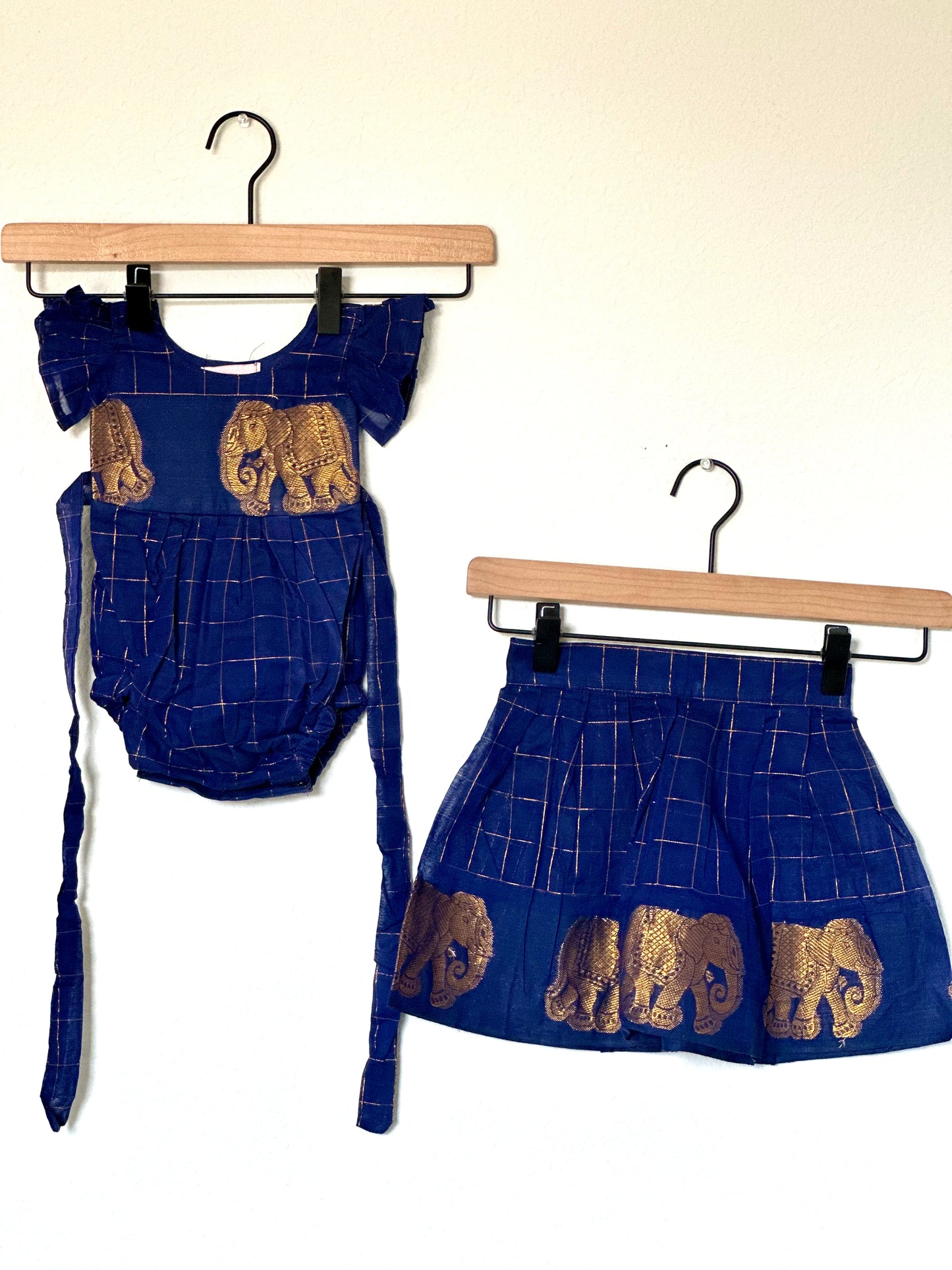 Blue checks Kanchi cotton Infants Ethnic onesie