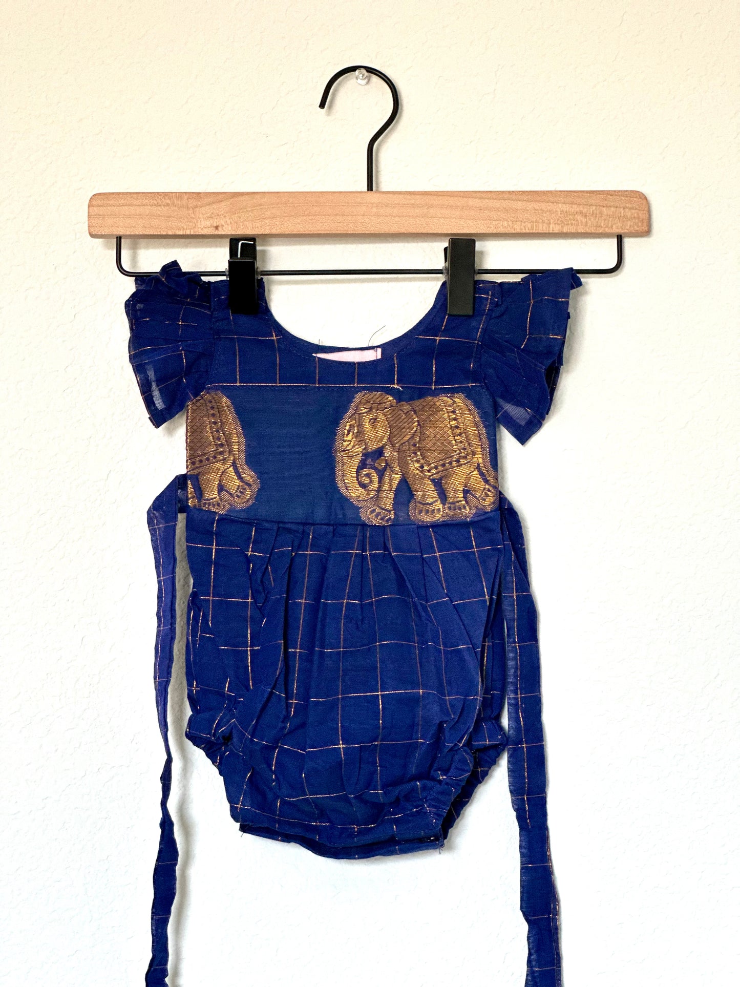 Blue checks Kanchi cotton Infants Ethnic onesie