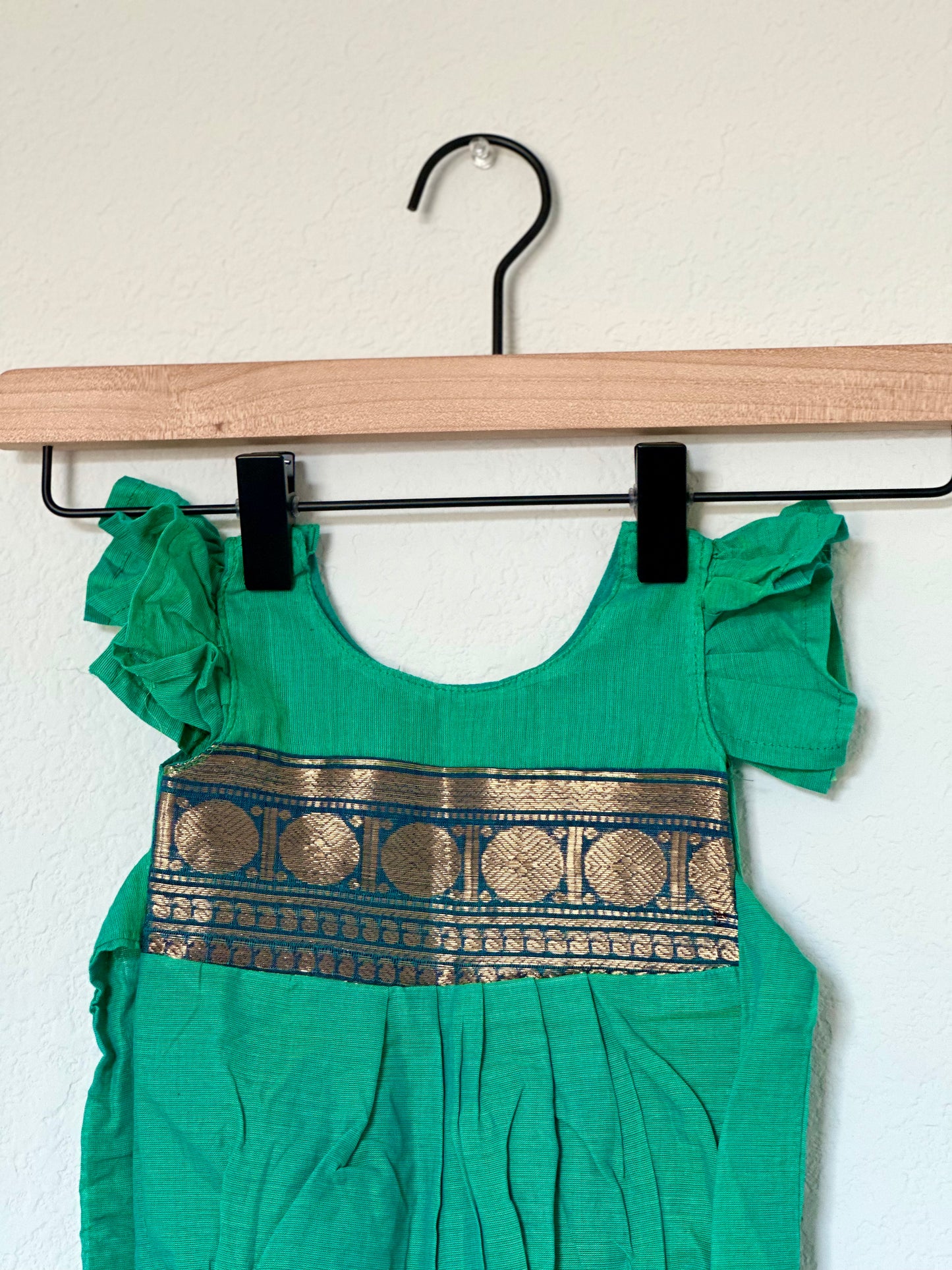 Mint green and blue Kanchi cotton Infants Ethnic onesie
