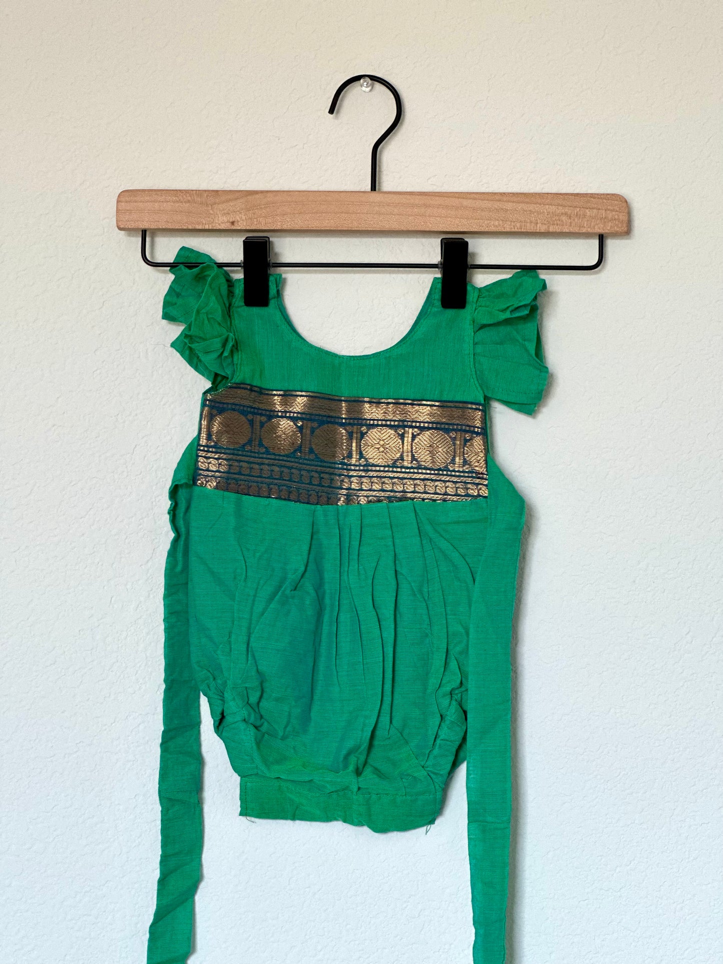 Mint green and blue Kanchi cotton Infants Ethnic onesie