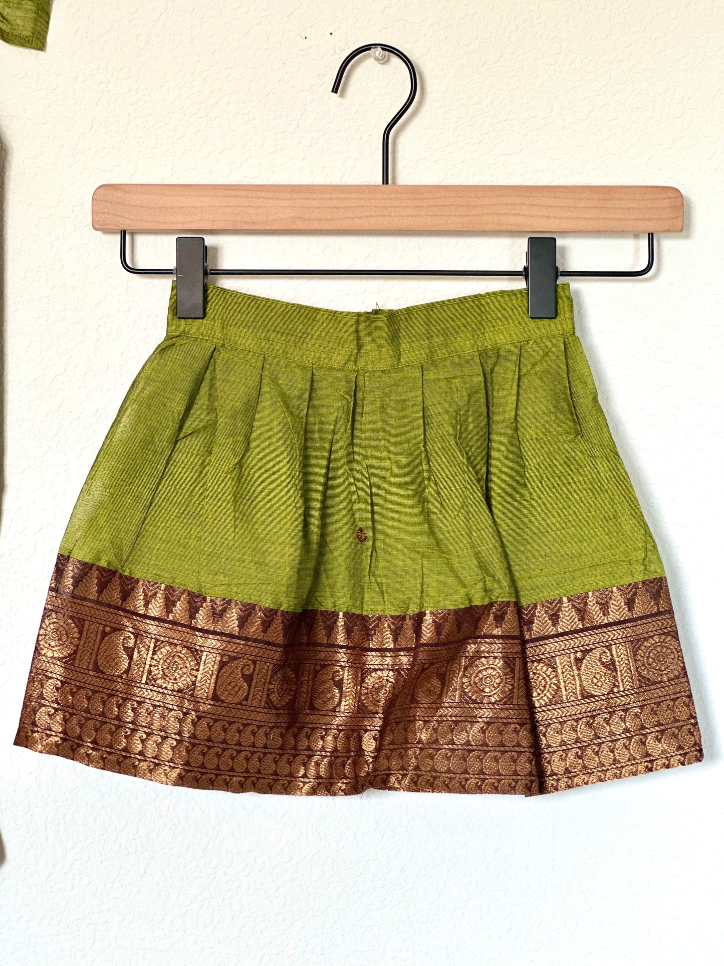 Green and brown Kanchi cotton Infants Ethnic onesie