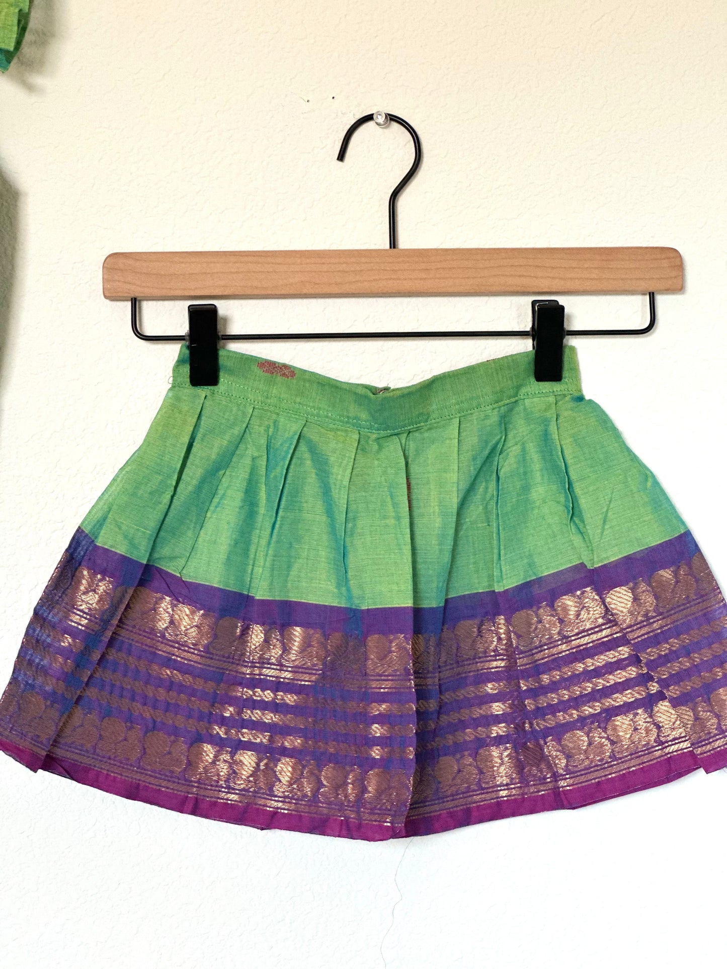 Mint green and purple Kanchi cotton Infants Ethnic onesie