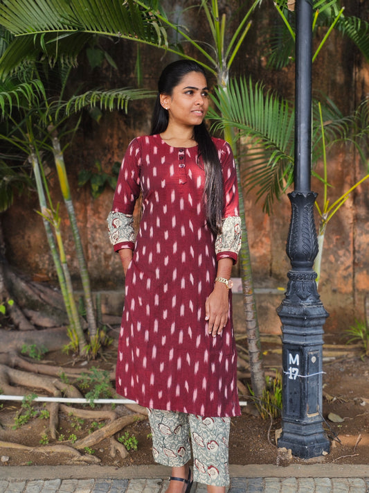 Maroon Ikat Coord