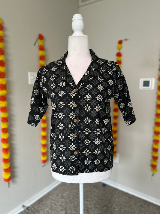 Black Cotton Crop shirt