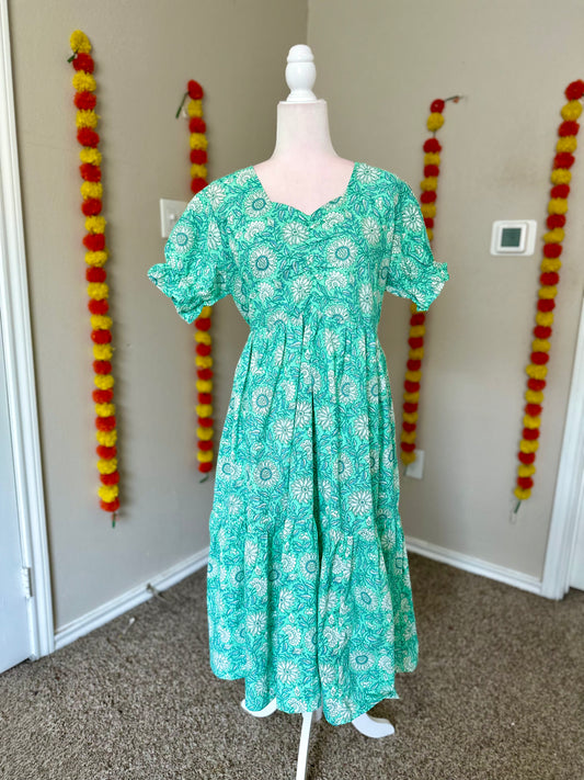 Blue Green cotton summer dress