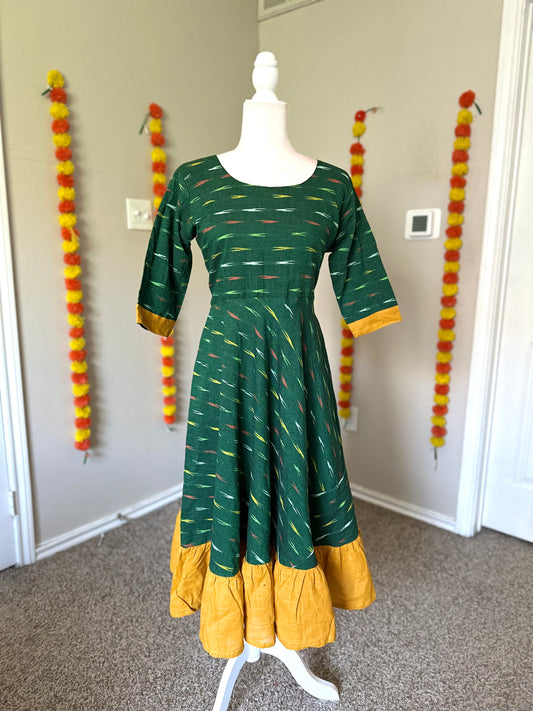 Green Ikat cotton summer dress