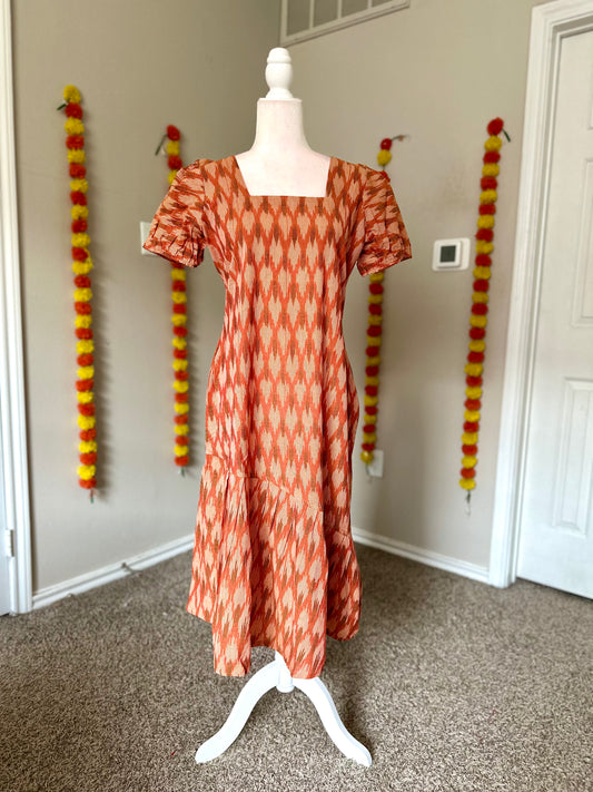 Orange A-Line Ikat dress
