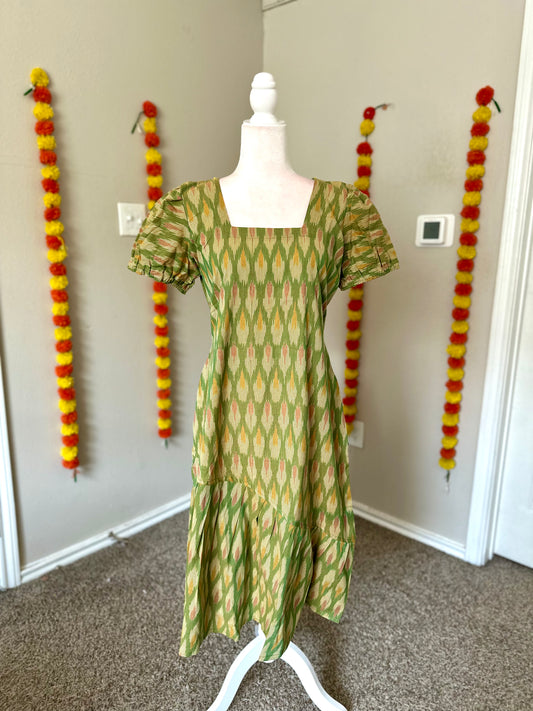 Green A-Line Ikat dress