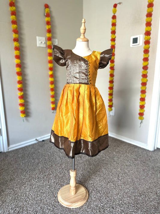 Yellow semi silk frock