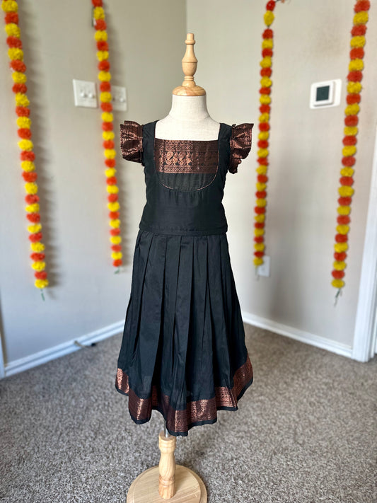 Black Kalyani cotton skirt and top