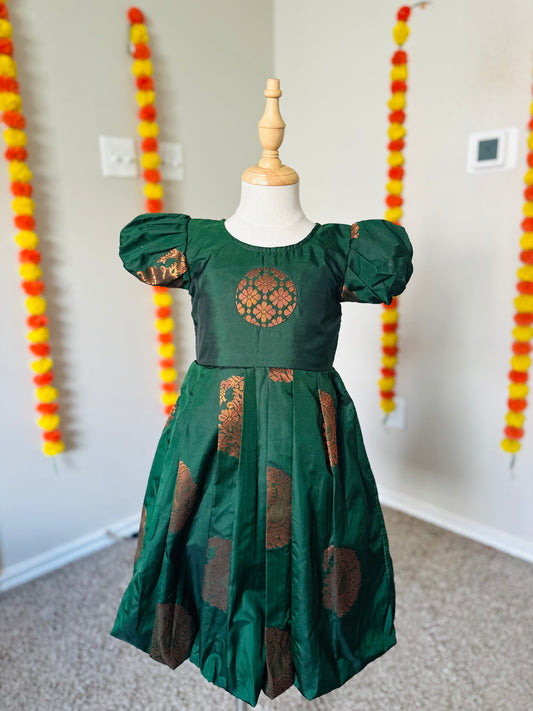 Green soft silk Frock