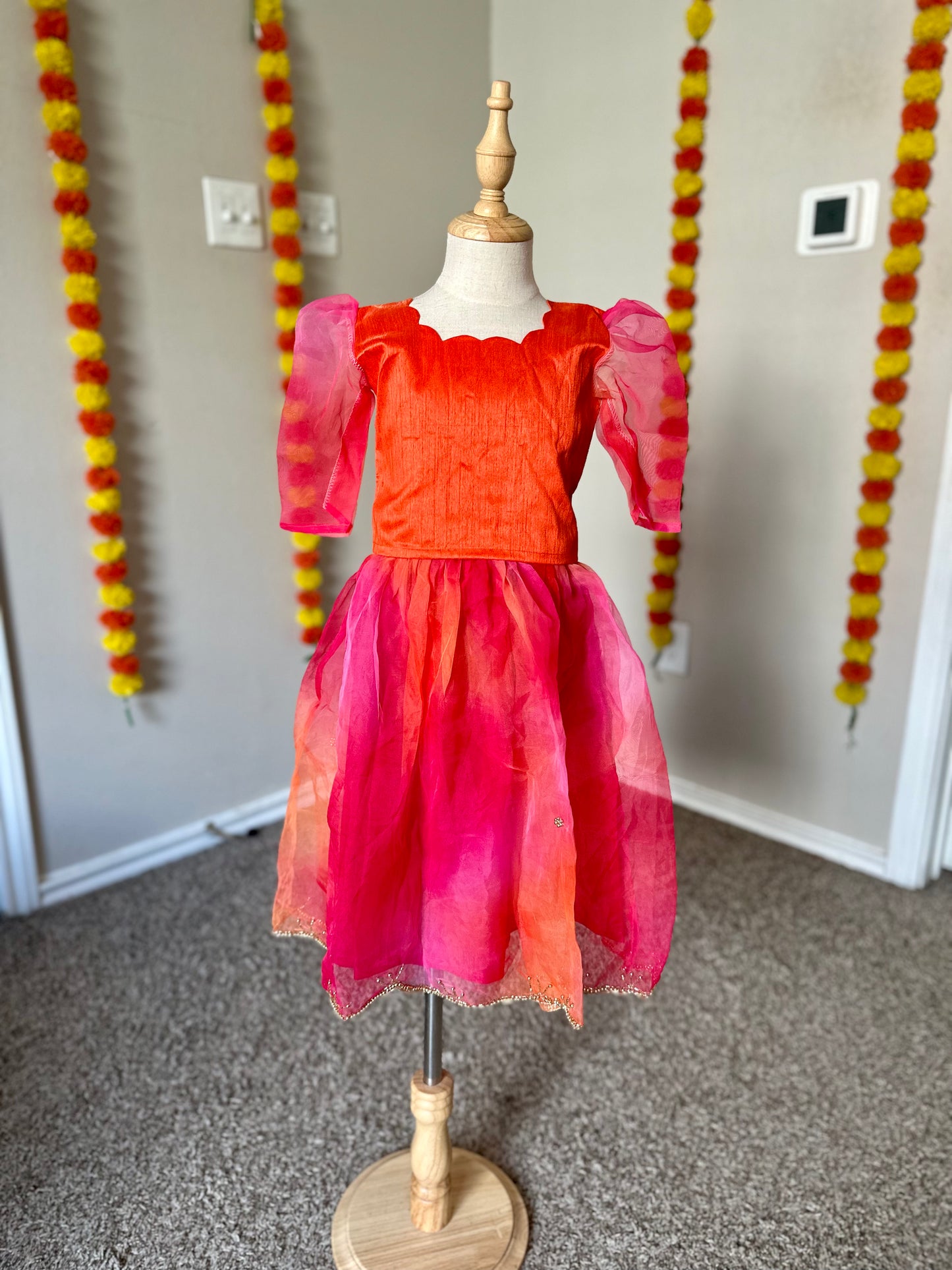 Pink Orange Organza skirt and Top