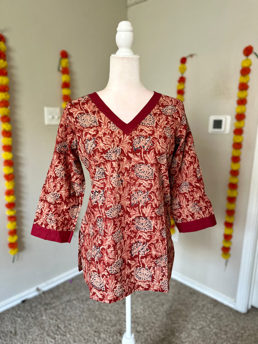 Maroon kalamkari Cotton Tunic