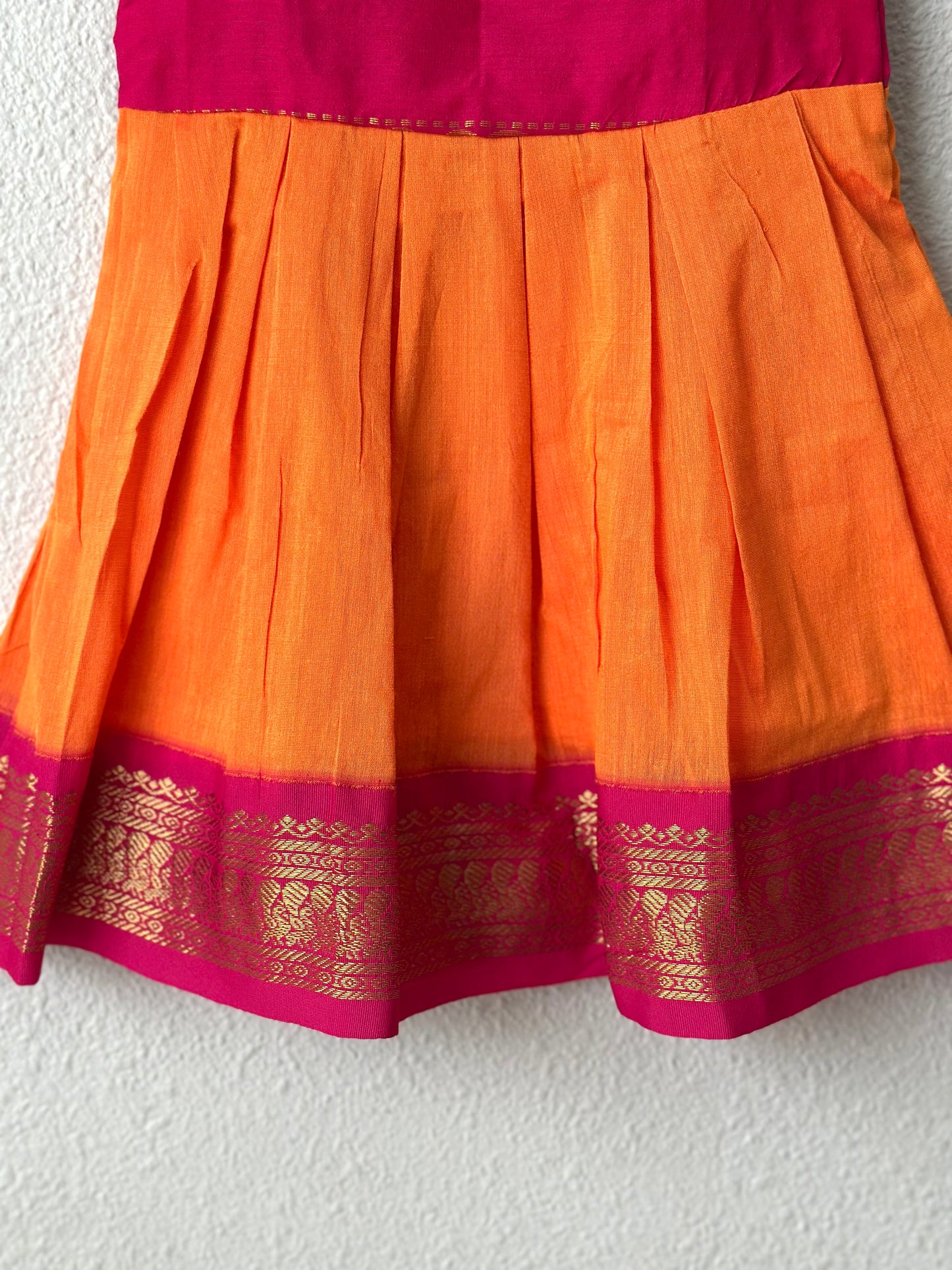 Orange and Pink Kalyani cotton frock