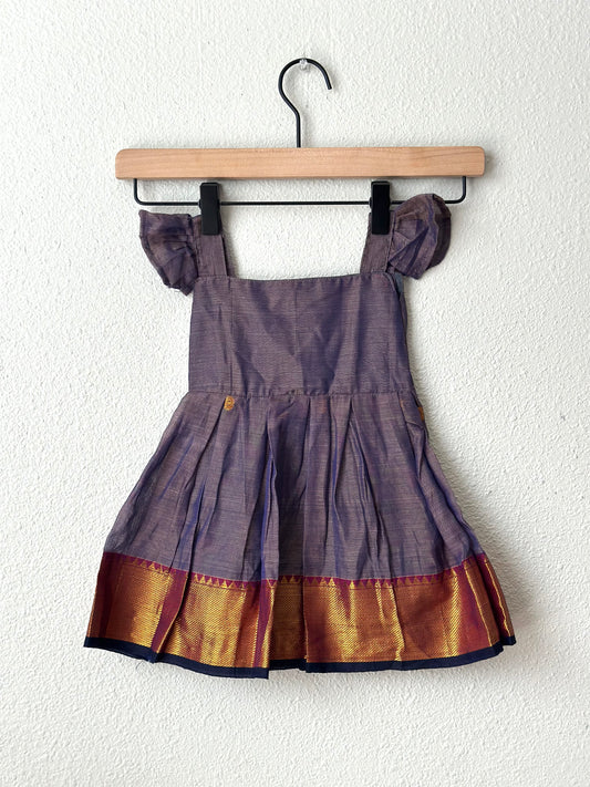 Dual tone Purplish Narayanpet infant frock