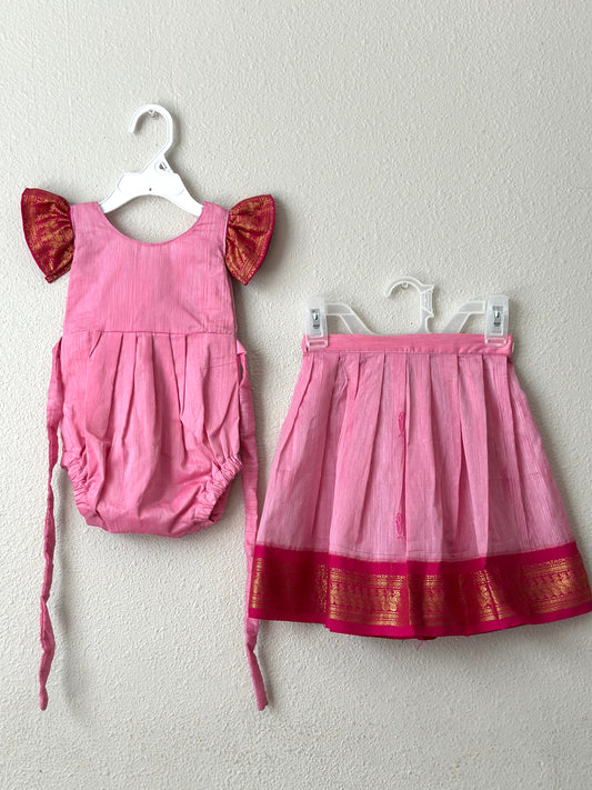 Pink kalyani cotton Infants Ethnic onesie