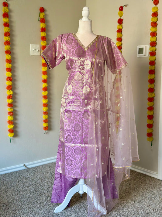 Lavender Banarasi Festive Salwar set